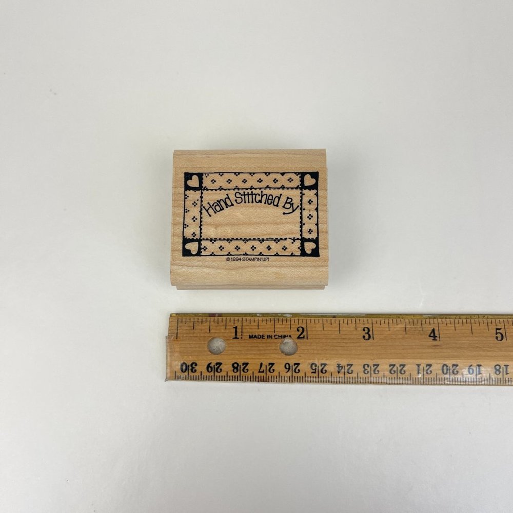 Vintage Hand Stitched By Rubber Stamp Mounted Craft DIY Crafting Quilting Sewing